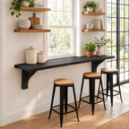 Wall Mounted Bar Counter, Solid Wood Breakfast Bar Plank for Small Kitchens, 1.5 Inch Thick, 10 to 47 Inch