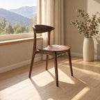 Crescent Back Dining Chair, Solid Wood Sculptural Side Chair with Contoured Seat, Mid Century Kitchen Chair