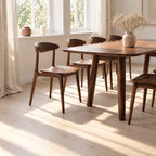 Crescent Back Dining Chair, Solid Wood Sculptural Side Chair with Contoured Seat, Mid Century Kitchen Chair