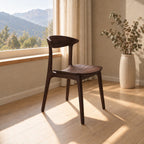 Crescent Back Dining Chair, Solid Wood Sculptural Side Chair with Contoured Seat, Mid Century Kitchen Chair
