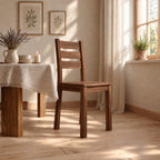 Ladder Back Dining Chair, Solid Wood Farmhouse Side Chair with Three-Slat Back, Rustic Kitchen Chair