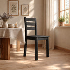 Ladder Back Dining Chair, Solid Wood Farmhouse Side Chair with Three-Slat Back, Rustic Kitchen Chair
