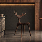 Branching Antler Dining Chair, Carved Solid Wood Chair with Slender Stem Back and Round Seat, Statement Piece