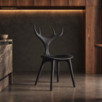 Branching Antler Dining Chair, Carved Solid Wood Chair with Slender Stem Back and Round Seat, Statement Piece