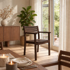 Scandinavian Slatted Dining Armchair, Solid Wood Chair with Horizontal Back Rails, Arms and Slatted Seat