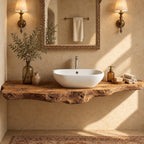 Floating Bathroom Vanity 20-71 Inch, Rough Burl Live Edge Wood Slab Vanity Top for Vessel Sink