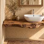 Floating Bathroom Vanity 20-71 Inch, Rough Burl Live Edge Wood Slab Vanity Top for Vessel Sink