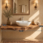 Floating Bathroom Vanity 20-71 Inch, Rough Burl Live Edge Wood Slab Vanity Top for Vessel Sink