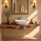 Floating Bathroom Vanity 20-71 Inch, Rough Burl Live Edge Wood Slab Vanity Top for Vessel Sink