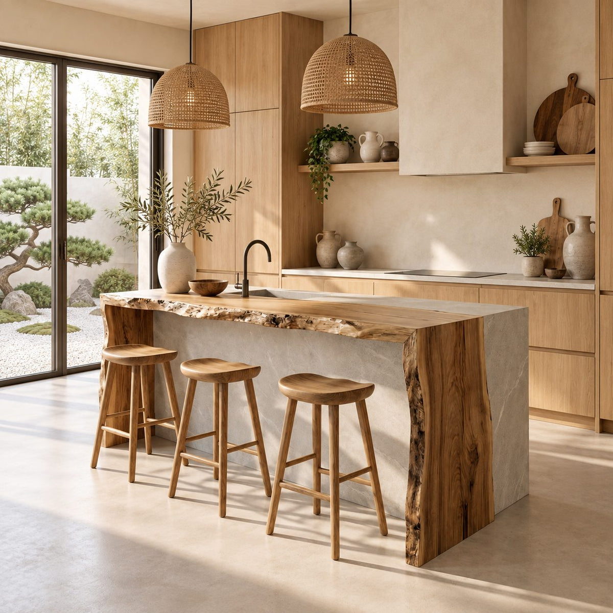 Waterfall Live Edge Island Panel, Sold Per Slab, Solid Wood Countertop or Island End Panel, 47-100 Inch
