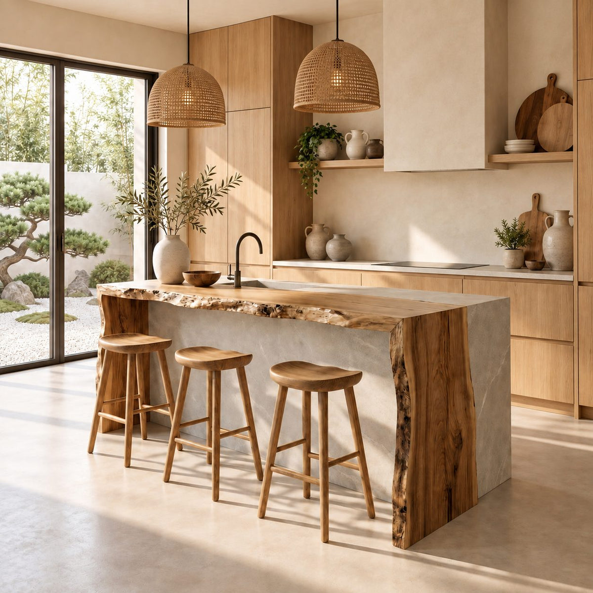 Waterfall Live Edge Island Panel, Sold Per Slab, Solid Wood Countertop or Island End Panel, 47-100 Inch