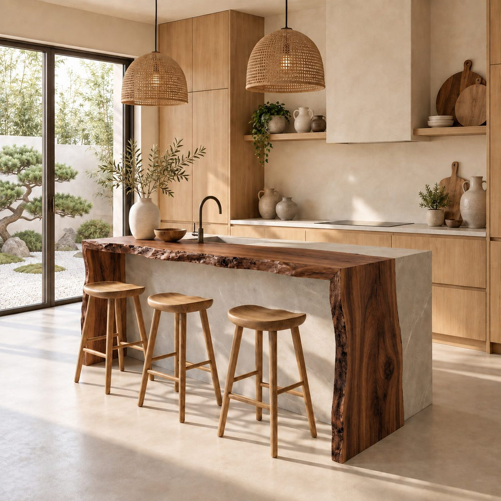 Waterfall Live Edge Island Panel, Sold Per Slab, Solid Wood Countertop or Island End Panel, 47-100 Inch