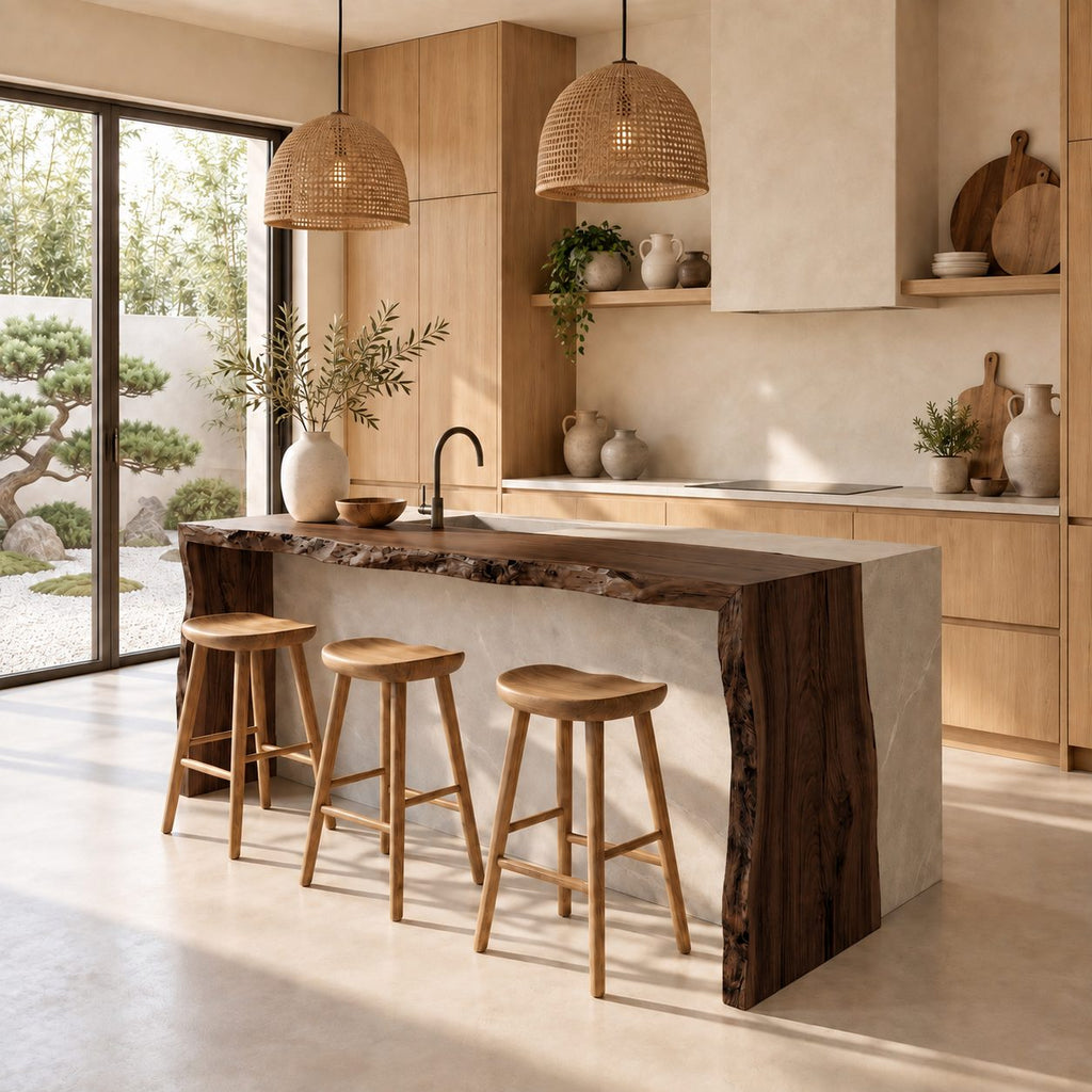 Waterfall Live Edge Island Panel, Sold Per Slab, Solid Wood Countertop or Island End Panel, 47-100 Inch
