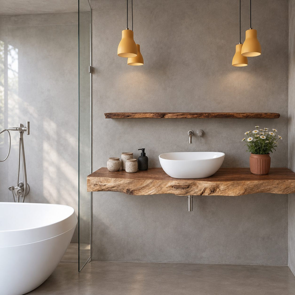 Floating Bathroom Vanity Top 20-71 Inch, Straight Live Edge Wood Slab Wall Mounted Vanity Counter