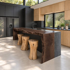 Rugged Waterfall Live Edge Island Slab, Sold Per Panel, Thick Solid Wood Bar Top or End, 47-100 Inch