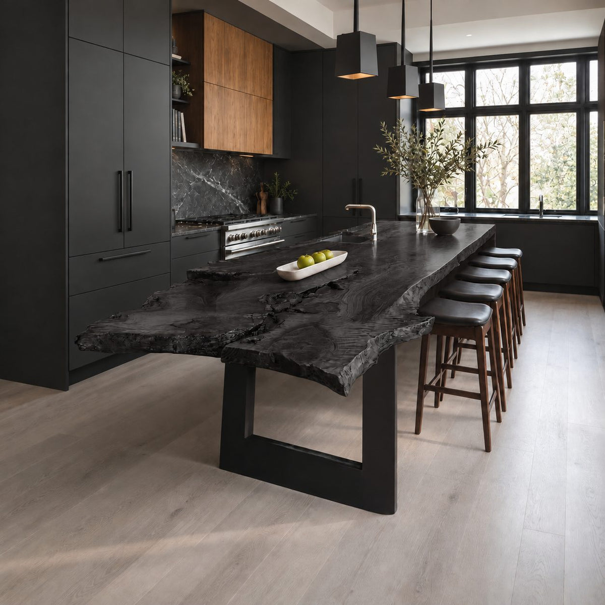 Gnarled Burl Live Edge Island Countertop, Long Solid Wood Breakfast Bar Slab with Natural Voids, 47-100 Inch
