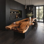 Swirl Grain Live Edge Kitchen Island Top, Wide Flowing Solid Wood Slab for Bar Seating, 47-100 Inch