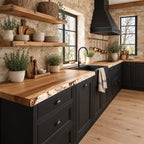 Bark Textured Live Edge Kitchen Countertop, Rustic Solid Wood Slab for Farmhouse Sink Wall, 47-100 Inch