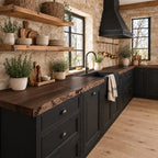 Bark Textured Live Edge Kitchen Countertop, Rustic Solid Wood Slab for Farmhouse Sink Wall, 47-100 Inch