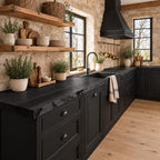 Bark Textured Live Edge Kitchen Countertop, Rustic Solid Wood Slab for Farmhouse Sink Wall, 47-100 Inch