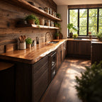 Flowing Edge Kitchen Counter Slab, Live Edge Solid Wood Countertop for Long Galley Wall, 47-100 Inch