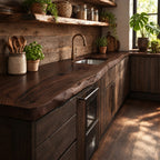 Flowing Edge Kitchen Counter Slab, Live Edge Solid Wood Countertop for Long Galley Wall, 47-100 Inch