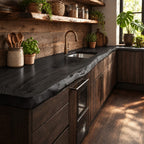 Flowing Edge Kitchen Counter Slab, Live Edge Solid Wood Countertop for Long Galley Wall, 47-100 Inch
