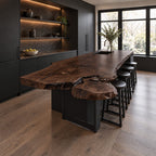 Lobed Burl Live Edge Island Countertop, Free-Form Solid Wood Slab with Rounded Overhang, 47-100 Inch