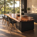 Scalloped Overhang Live Edge Island Top, Swirl Grain Solid Wood Countertop for Bar Seating, 47-100 Inch