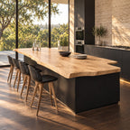 Scalloped Overhang Live Edge Island Top, Swirl Grain Solid Wood Countertop for Bar Seating, 47-100 Inch