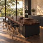 Scalloped Overhang Live Edge Island Top, Swirl Grain Solid Wood Countertop for Bar Seating, 47-100 Inch