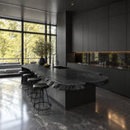Rippled Bark Edge Kitchen Island Countertop, Long Rounded Solid Wood Slab Top with Natural Edge, 47-100 Inch