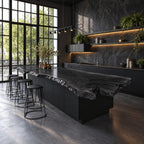 Jagged Natural Edge Island Countertop, Long Live Edge Solid Wood Slab for Chef Kitchen, 47-100 Inch