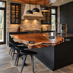 Overhang Bar Live Edge Kitchen Island Countertop, Solid Wood Breakfast Bar Slab Top 47-100 Inch