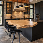 Overhang Bar Live Edge Kitchen Island Countertop, Solid Wood Breakfast Bar Slab Top 47-100 Inch