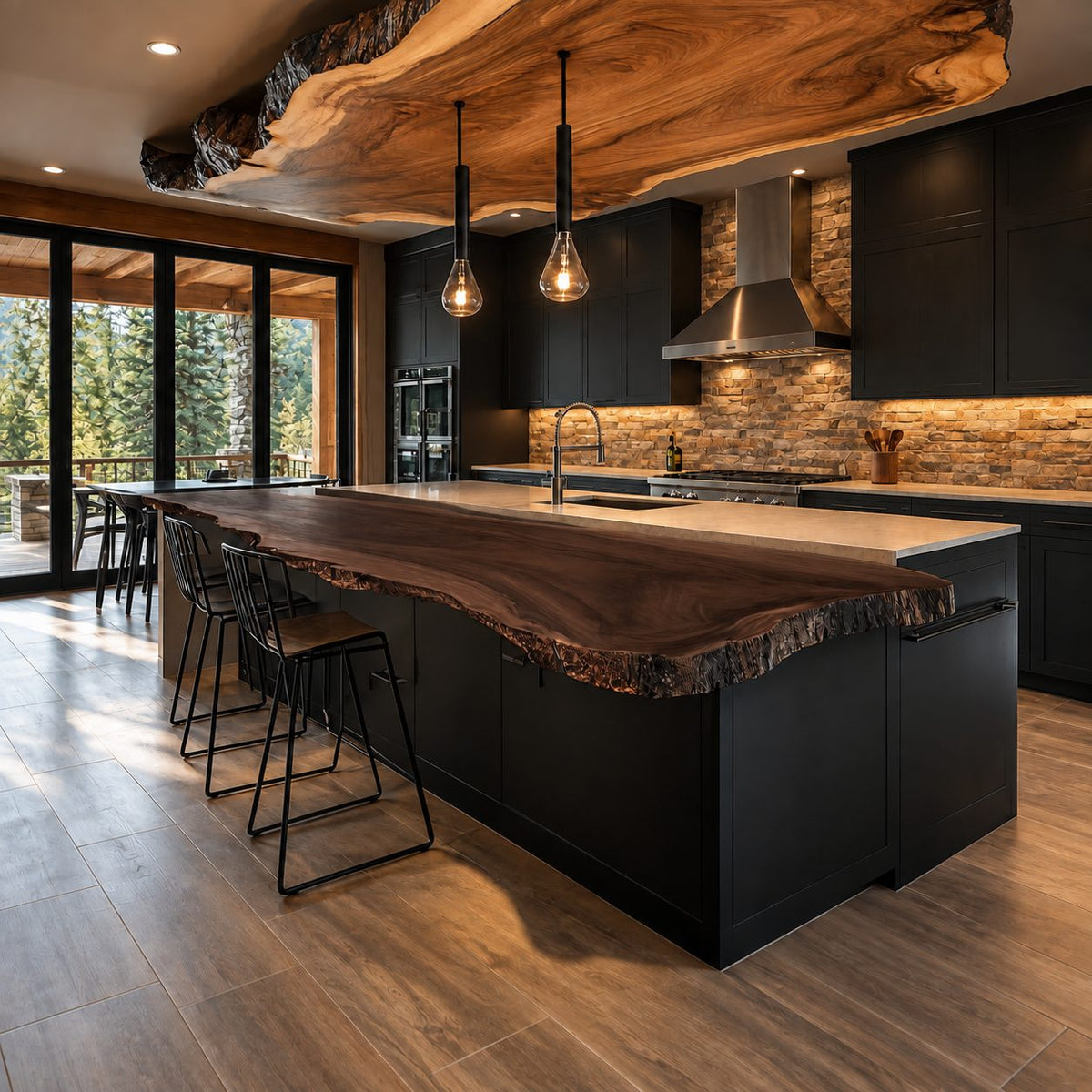 Bar Ledge Live Edge Countertop for Kitchen Island, Long Solid Wood Seating Slab 47-100 Inch