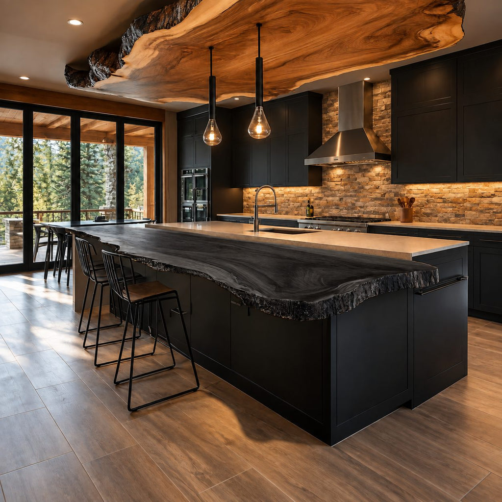 Bar Ledge Live Edge Countertop for Kitchen Island, Long Solid Wood Seating Slab 47-100 Inch