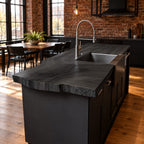 Sink Cut-Out Live Edge Kitchen Countertop, Solid Wood Island Top with Wavy Natural Front 47-100 Inch