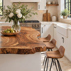 Freeform Live Edge Kitchen Island Countertop, Solid Wood Top with Swirling Ring Grain 30-71 Inch