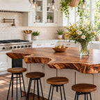 Scalloped Cove Live Edge Kitchen Countertop, Wide Solid Wood Island Top 30-71 Inch