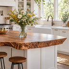 Scalloped Cove Live Edge Kitchen Countertop, Wide Solid Wood Island Top 30-71 Inch