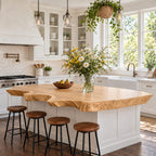 Scalloped Cove Live Edge Kitchen Countertop, Wide Solid Wood Island Top 30-71 Inch