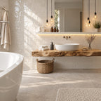 Floating Bathroom Vanity 20-71 Inch, Thick Rustic Wood Slab Counter with Natural Grain Front Edge