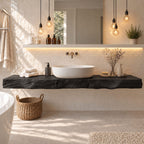Floating Bathroom Vanity 20-71 Inch, Thick Rustic Wood Slab Counter with Natural Grain Front Edge
