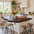 Jagged Bark Edge Kitchen Island Countertop, Solid Wood Live Edge Top with Stepped Corners 32-71 Inch