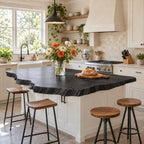 Jagged Bark Edge Kitchen Island Countertop, Solid Wood Live Edge Top with Stepped Corners 32-71 Inch