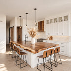 Sapwood Rim Live Edge Kitchen Countertop, Solid Wood Island Top with Sink Opening 32-71 Inch