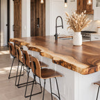 Sapwood Rim Live Edge Kitchen Countertop, Solid Wood Island Top with Sink Opening 32-71 Inch