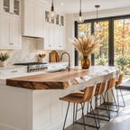 Raised Bar Live Edge Countertop, Solid Wood Breakfast Bar Top for Kitchen Island 32-71 Inch