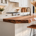 Raised Bar Live Edge Countertop, Solid Wood Breakfast Bar Top for Kitchen Island 32-71 Inch